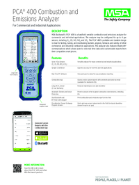 Thumbnail of document Data Sheet - PCA® 400 Combustion & Emissions Analyzer